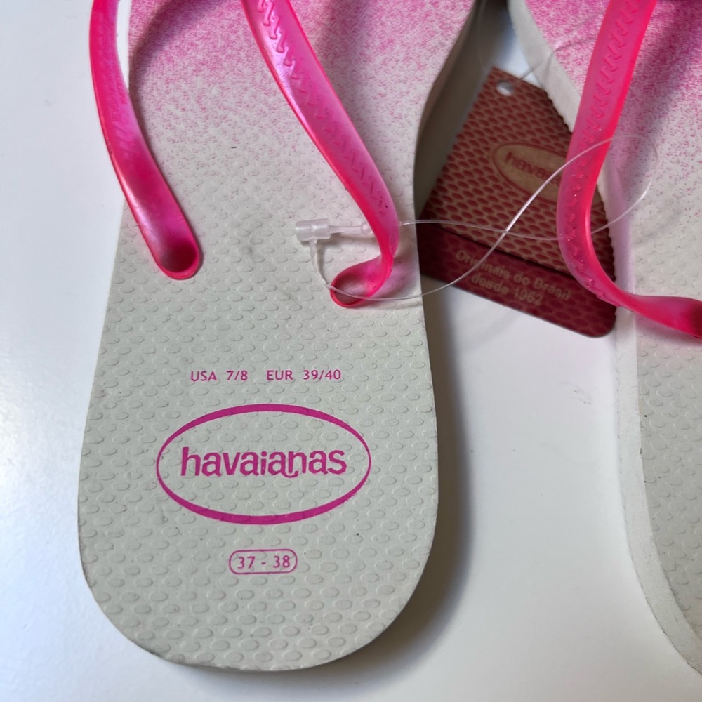 Havaianas Women's Ombre Pink and White Flip Flop Sandals - Picture 3 of 4